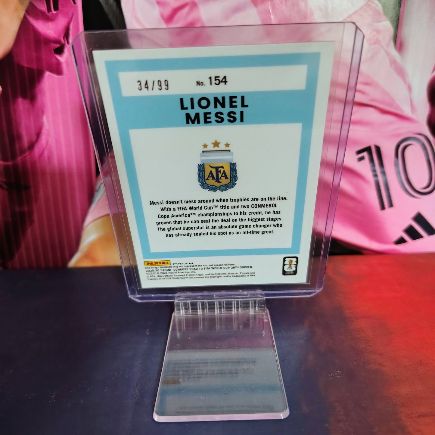 Lionel Messi - Optic Pink Velocity 34/99 | Panini Donruss Road to FIFA World Cup 2026