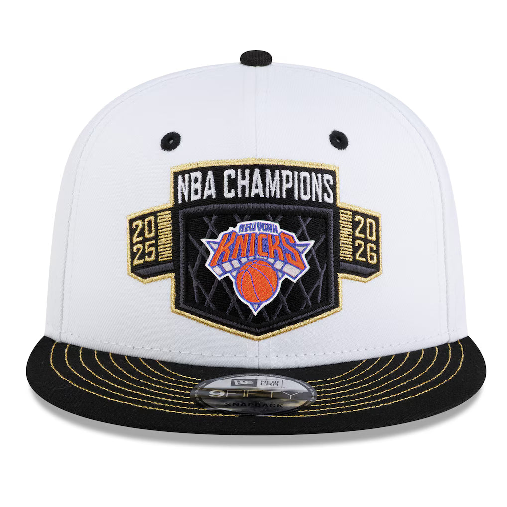 New York Knicks New Era 2026 NBA Finals Champions Locker Room 9FIFTY Snapback Hat - White/Black
