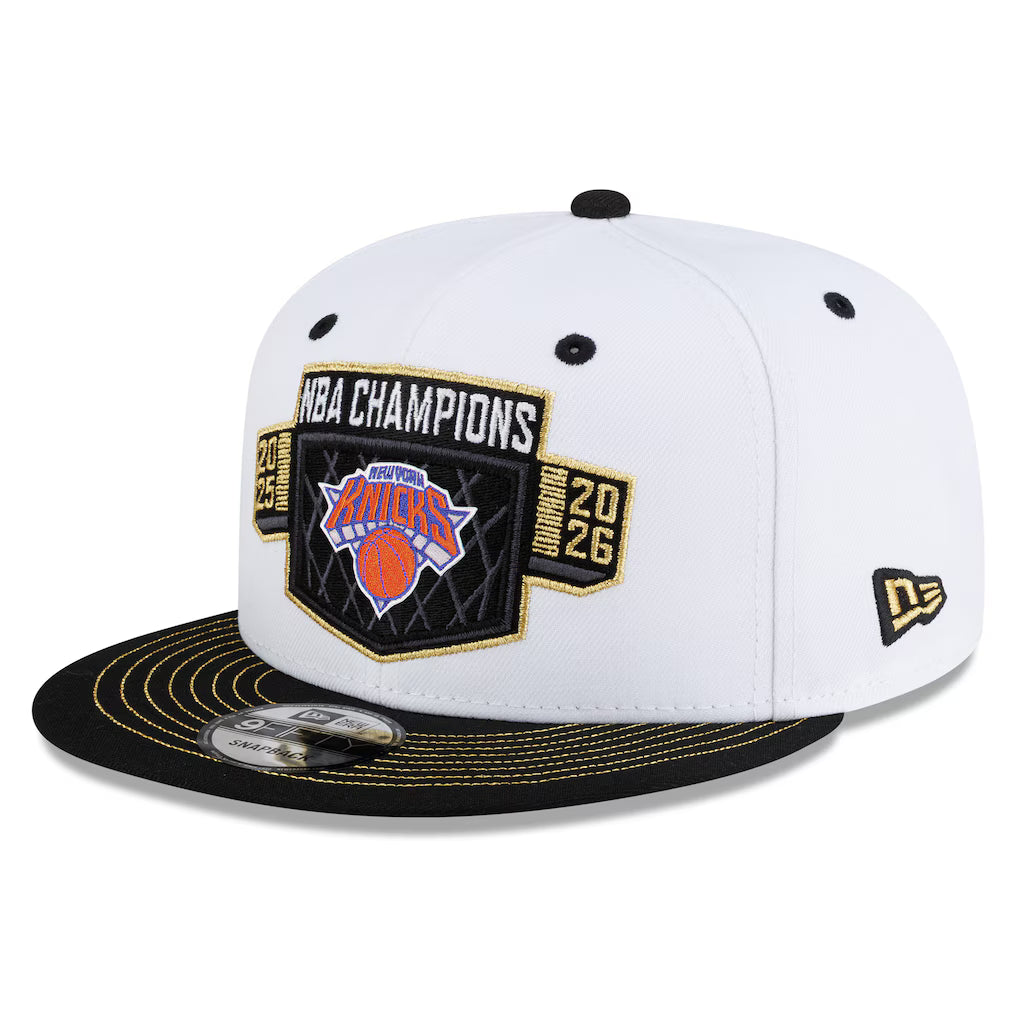 New York Knicks New Era 2026 NBA Finals Champions Locker Room 9FIFTY Snapback Hat - White/Black